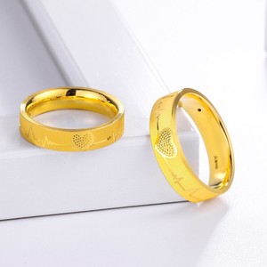黄金爱心戒指男女情侣999足金对戒3D硬金纯金指环一对结婚，