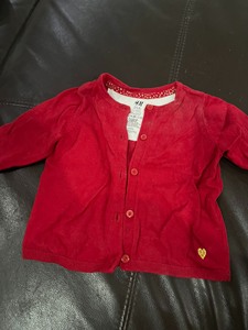 HM66码红色小针织毛衣开衫外套