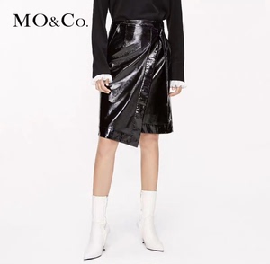 MOCO不对称搭片漆皮半身裙，S码，原价119