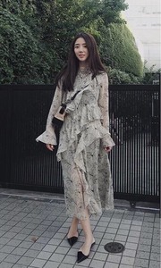 赖小仙 小女人系列印花雪纺连衣裙