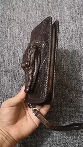 手工编织鳄鱼皮单拉手机包钱包卡包证件包坦克包标本手包