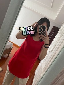 转 韩国代购正品 夏季韩国红色雪纺背心女装
