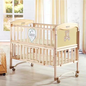 笑巴喜实木婴儿床进口实木新生婴儿床可定制宝宝床拼接床加宽床儿