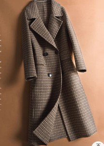 千格鸟咖啡色双面羊绒中长款大衣，赫本风M码八成新，高端加厚双