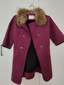 女款鹿皮绒大衣 八分袖 紫粉色