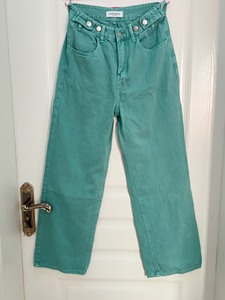 nickdaily女士春款薄荷绿牛子裤，高腰筒裤，适合春天，
