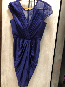 bcbg正品小礼服，顾佳同款，宝蓝色绸缎真丝连衣裙，美国购入