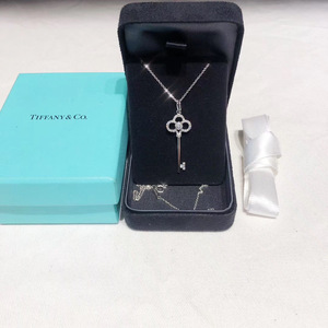 [9.9新]Tiffany /蒂芙尼白金镶钻皇冠钥匙项链 公价36900
