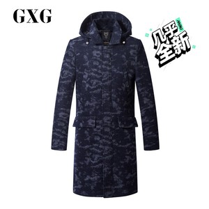 GXG男装 冬季热卖修身外套迷彩色长款羊毛呢大衣#只穿过两次