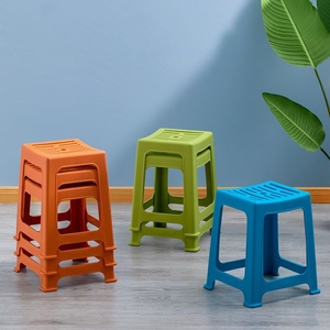 茶花塑料凳子一个包邮加厚塑料高凳成人餐桌凳条纹简约办公凳子浴