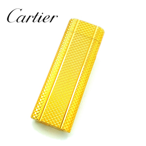 卡地亚打火机正品Cartier镀金竖波纹纯铜卡地亚二手打火机气法国