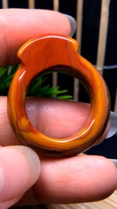 宣化上谷战国红玛瑙大湾精品拉丝金沙扳子戒指圈口径18.6