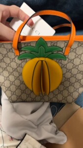 cucci古驰立体菠萝造型老花logo儿童托特包，朋友送的，