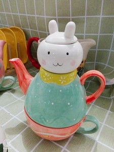 创意家用可爱卡通动物手绘釉下彩陶瓷茶具茶壶茶杯礼品套装