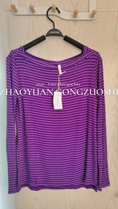 YBS紫色条纹设计款柔软打底衫女装上衣打底，均码，价格已经最