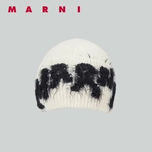 MARNI 配饰男士针织毛线帽套头帽子羊毛礼物情侣同款珍珠白