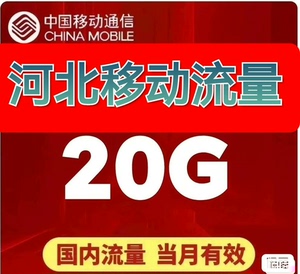 河北移动流量充值 全国通用定向流量20GB流量包 当月有效