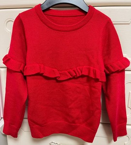 布景童装 女童套头毛衣 羊毛衫 正红色 圣诞毛衣 新年冬季毛