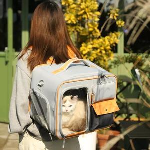 新款大容量猫狗背包外出法斗避光双层单肩便携帆布猫包斜跨宠物包