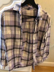 优衣库格子衬衫，女款，M码，浅紫色，8层新，正品，面料棉，适
