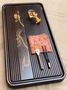 【映日荷花】黑檀木整板实木茶盘简洁功夫茶具家用茶台托盘茶板