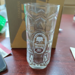 日本产suntory三得利角瓶玻璃杯啤酒杯  碳酸饮料杯