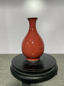 建国瓷厂70年代季红颜色釉玉壶春花瓶
