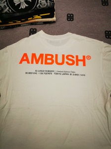 AMBUSH 21ss 日本潮牌白橙色基础款Logo潮流短袖