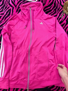 正品Adidas/阿迪达斯女士外套粉红色长袖上衣 运动立领外