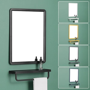 免打孔浴室镜带置物架卫生间镜子壁挂式化妆镜家用梳妆台卫浴镜子