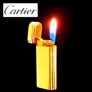 95正品卡地亚打火机Cartier镀色三色金卡地亚短款二手瑞士打火机