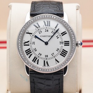 跨年好礼[9.5新]卡地亚伦敦系列36MM精钢后镶钻石英男士手表