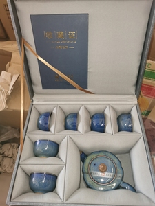 孔家钧窑茶具，钧瓷茶具，海棠壶