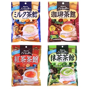 日本进口无糖零食 甘露KANRO甘乐茶馆咖啡牛奶红茶抹茶味双