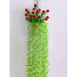 室内假花藤条绿植墙面装饰壁挂植物吊篮挂壁塑料假花摆设仿真花草