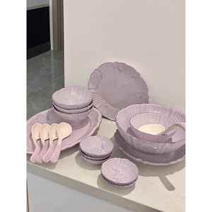 丽桑卓陶瓷餐具日式吃饭餐具紫铃兰汤碗组合套装餐具简约风餐具