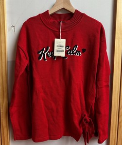 正品依恋ELAND毛衣 ，红色毛衣针织套头长袖字母款，右下衣