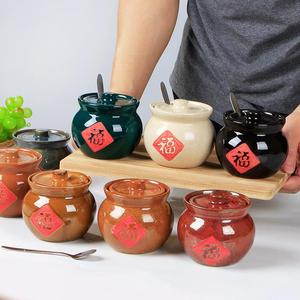 中式调料罐陶瓷调味罐大酱盐罐猪油罐家用罐子辣椒油罐厨房调料盒