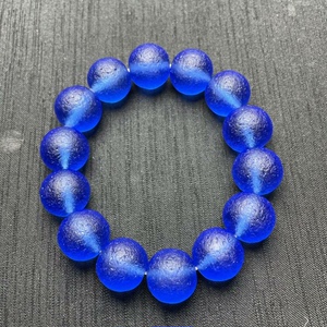 新疆托帕石陨石手串16珠子孔雀蓝色小清新色系