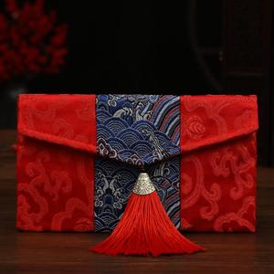 结婚婚礼万元红包布袋改口费大号刺绣红包袋中国风布艺绸缎利是封