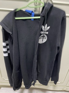 正品阿迪达斯adidas三叶草拉链卫衣M码 三道杠蓝血人 成