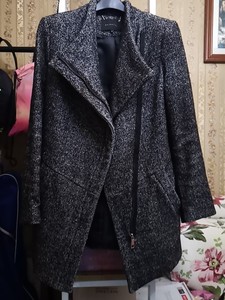 【韩国购入】韩国品牌NAINGIRL毛呢大衣，斜拉锁设计，非