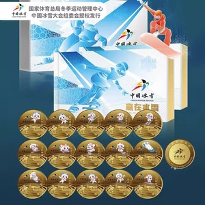 中国冰雪运动项目镀金纪念章大套装东奥冬奥纪念币 《赢在冰雪》