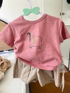 优米多夏季新款粉色大象t恤，优米多裤子，颜色如图。73码偏大