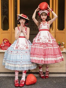 定金 草莓篮子 原创Lolita裙设计 少女春夏格子裙 花与