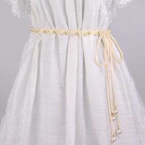 搭配白裙子的腰带链条女连衣裙腰链收腰夏季配饰裙子珍珠百搭装饰