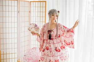 出闲置#粉色短款羽织。国牌原创和风和服日常lolita连衣裙