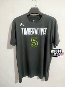 NBA明尼苏达森林狼队5号爱德华兹篮球运动休闲短袖T恤