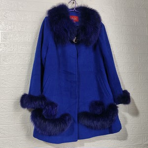 狐狸毛领羊毛呢子女装外套上衣秋冬装中长款中年加大妈妈呢子大衣