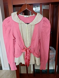 【清衣柜】roem粉色蝴蝶结蕾丝拼接毛衣，非常漂亮，很淑女，